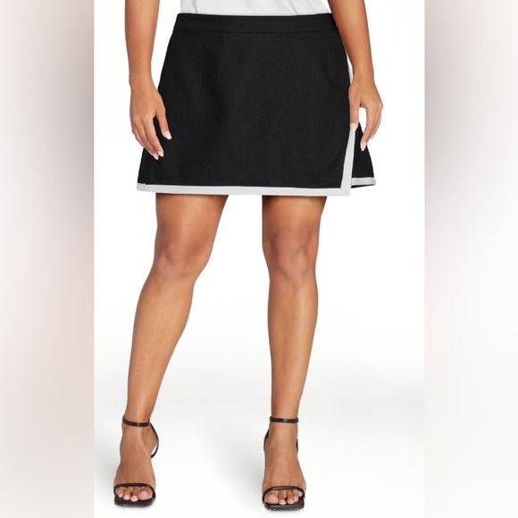 NEW Scoop Black White Wrap Front Linen Tennis Preppy Office Mini Skort Large - Picture 3 of 14